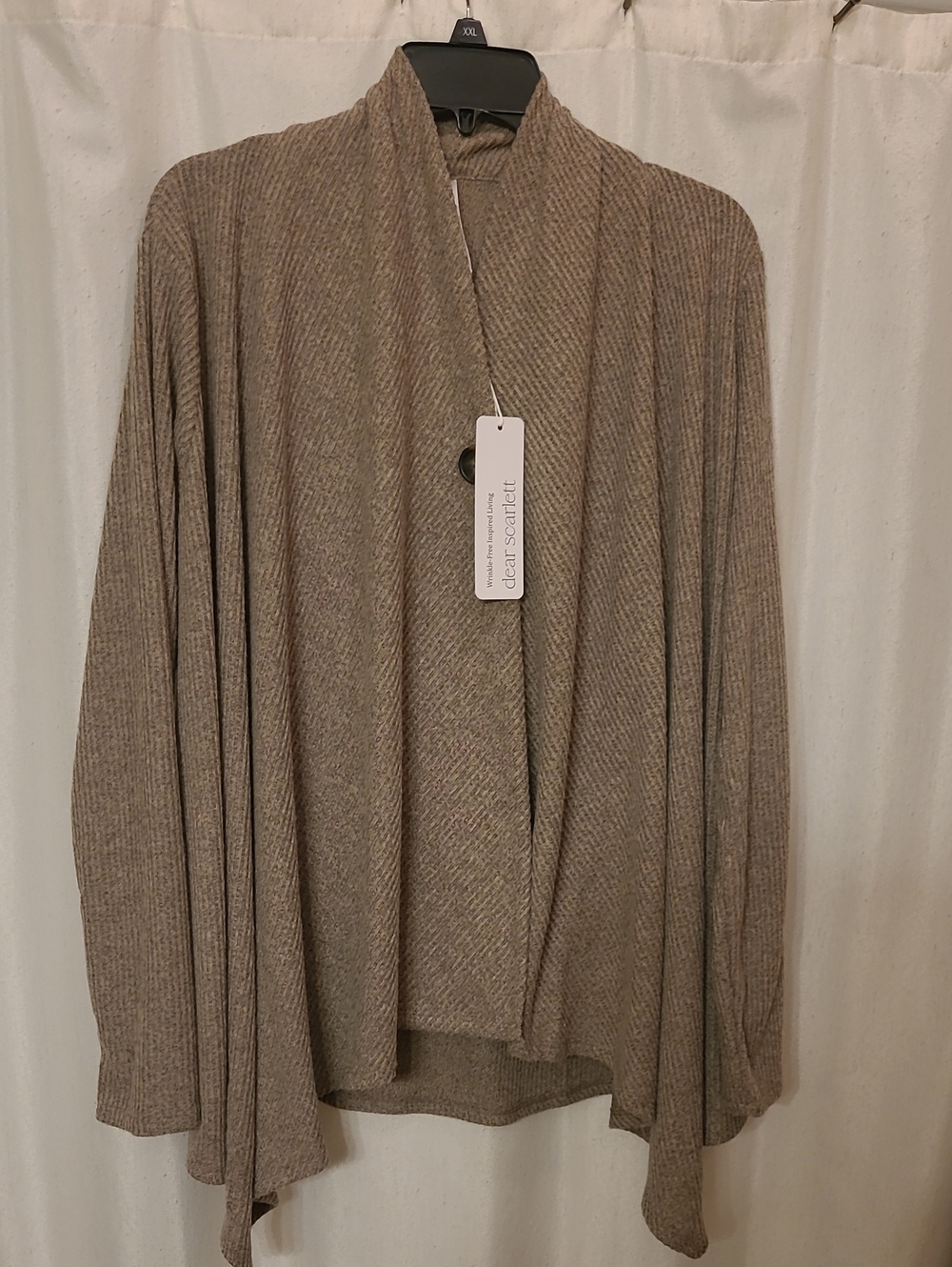 Scarlett Taupe Ribbed Open-Front Cardigan